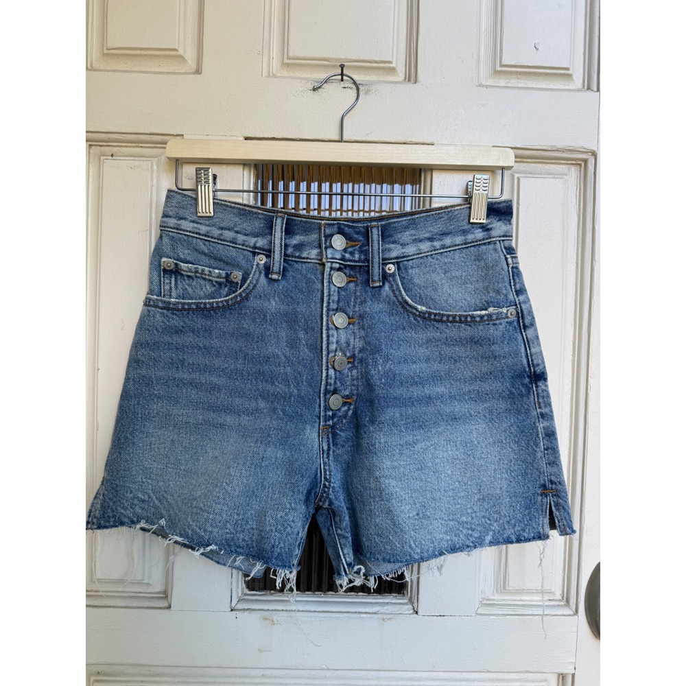 Lucky‎ Brand Traveler High Rise Button Fly Denim Shorts Medium Wash Blue Size 27